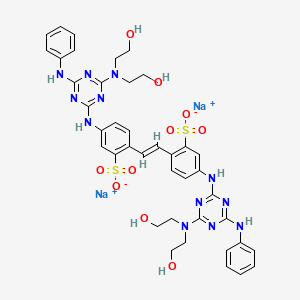 molecular formula C40H42N12Na2O10S2 B12409868 disodium;5-[[4-anilino-6-[bis(2-hydroxyethyl)amino]-1,3,5-triazin-2-yl]amino]-2-[(E)-2-[4-[[4-anilino-6-[bis(2-hydroxyethyl)amino]-1,3,5-triazin-2-yl]amino]-2-sulfonatophenyl]ethenyl]benzenesulfonate 