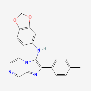 molecular formula C20H16N4O2 B1241004 N-(1,3-benzodioxol-5-yl)-2-(4-methylphenyl)-3-imidazo[1,2-a]pyrazinamine 