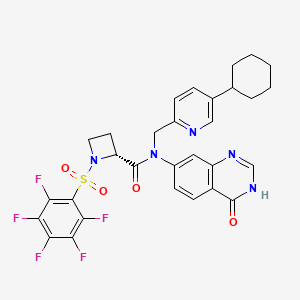 molecular formula C30H26F5N5O4S B12410099 (2R)-N-[(5-cyclohexylpyridin-2-yl)methyl]-N-(4-oxo-3H-quinazolin-7-yl)-1-(2,3,4,5,6-pentafluorophenyl)sulfonylazetidine-2-carboxamide 