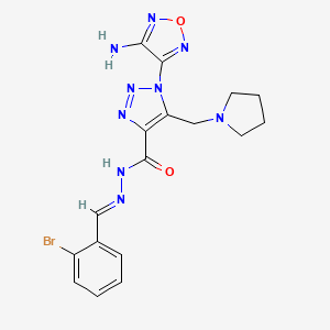molecular formula C17H18BrN9O2 B1241069 1-(4-amino-1,2,5-oxadiazol-3-yl)-N'-[(E)-(2-bromophenyl)methylidene]-5-(pyrrolidin-1-ylmethyl)-1H-1,2,3-triazole-4-carbohydrazide 