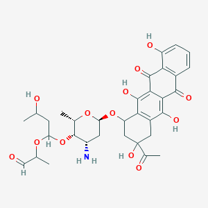 molecular formula C33H39NO13 B012411 2-[1-[(2S,3S,4S,6R)-6-[(3-Acetyl-3,5,10,12-tetrahydroxy-6,11-dioxo-2,4-dihydro-1H-tetracen-1-yl)oxy]-4-amino-2-methyloxan-3-yl]oxy-3-hydroxybutoxy]propanal CAS No. 108089-32-3