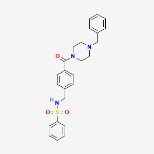 molecular formula C25H27N3O3S B1241106 N-[[4-[oxo-[4-(phenylmethyl)-1-piperazinyl]methyl]phenyl]methyl]benzenesulfonamide 