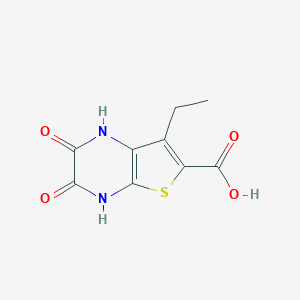 molecular formula C9H8N2O4S B124112 7-Ethyl-2,3-dioxo-1,2,3,4-tetrahydrothieno[2,3-b]pyrazine-6-carboxylic acid CAS No. 149587-50-8