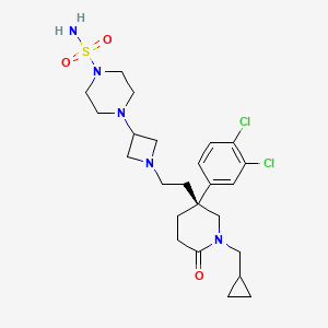 molecular formula C24H35Cl2N5O3S B1241123 4-[1-[2-[(3S)-1-(cyclopropylmethyl)-3-(3,4-dichlorophenyl)-6-oxopiperidin-3-yl]ethyl]azetidin-3-yl]piperazine-1-sulfonamide 