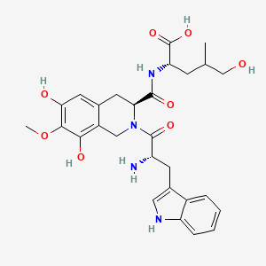 molecular formula C28H34N4O8 B1241127 (2S)-2-[[(3S)-2-[(2S)-2-amino-3-(1H-indol-3-yl)propanoyl]-6,8-dihydroxy-7-methoxy-3,4-dihydro-1H-isoquinoline-3-carbonyl]amino]-5-hydroxy-4-methylpentanoic acid 