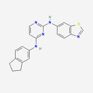 molecular formula C20H17N5S B1241133 2-[Benzothiazol-6-ylamino]-4-[indan-5-ylamino]-pyrimidine hydrochloride 