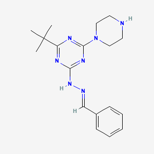 2-(Benzylidenehydrazino)-4-(tert-butyl)-6-piperazinyl-s-triazine