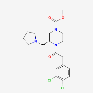 1-Piperazinecarboxylic acid, 4-((3,4-dichlorophenyl)acetyl)-3-(1-pyrrolidinylmethyl)-, methyl ester, (3R)-