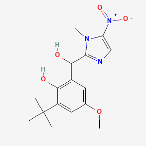 molecular formula C16H21N3O5 B1241256 2-Tert-butyl-6-[hydroxy-(1-methyl-5-nitroimidazol-2-yl)methyl]-4-methoxyphenol 
