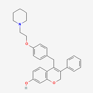 molecular formula C29H31NO3 B1241257 3-phenyl-4-((4-(2-(1-piperidinyl)ethoxy)phenyl)methyl)-2H-1-benzopyran-7-ol CAS No. 437756-52-0