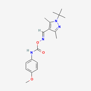 molecular formula C18H24N4O3 B1241278 1-(tert-butyl)-4-[({[(4-methoxyanilino)carbonyl]oxy}imino)methyl]-3,5-dimethyl-1H-pyrazole 