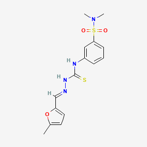 molecular formula C15H18N4O3S2 B1241279 1-[3-(Dimethylsulfamoyl)phenyl]-3-[(5-methyl-2-furyl)methyleneamino]thiourea 