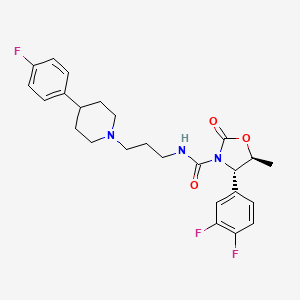 molecular formula C25H28F3N3O3 B1241285 (4S,5S)-4-(3,4-difluorophenyl)-N-(3-(4-(4-fluorophenyl)piperidin-1-yl)propyl)-5-methyl-2-oxooxazolidine-3-carboxamide 
