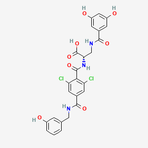 molecular formula C25H21Cl2N3O8 B1241291 N-[2,6-dichloro-4-[[[(3-hydroxyphenyl)methyl]amino]carbonyl]benzoyl]-3-(3,5-dihydroxybenzoylamino)-L-alanine 