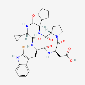 molecular formula C32H39BrN6O7 B1241292 cyclo[D-Asp-Pro-D-Gly(cPent)-Gly(cPr)-D-Trp(2-Br)] 