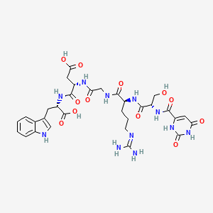 (3S)-4-[[(1S)-1-carboxy-2-(1H-indol-3-yl)ethyl]amino]-3-[[2-[[(2S)-5-(diaminomethylideneamino)-2-[[(2S)-2-[(2,4-dioxo-1H-pyrimidine-6-carbonyl)amino]-3-hydroxypropanoyl]amino]pentanoyl]amino]acetyl]amino]-4-oxobutanoic acid