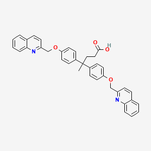 molecular formula C37H32N2O4 B1241329 4,4-Bis(4-(2-quinolylmethoxy)phenyl)pentanoic acid 
