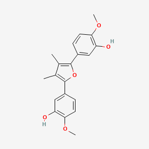 molecular formula C20H20O5 B1241330 5-[5-(3-Hydroxy-4-methoxyphenyl)-3,4-dimethylfuran-2-yl]-2-methoxyphenol 