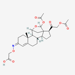 molecular formula C27H35NO9 B1241347 18,21-Aldosterone diacetate 3-carboxymethyloxime CAS No. 29415-05-2