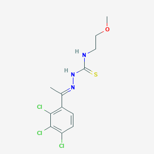 molecular formula C12H14Cl3N3OS B1241349 1-(2-methoxyethyl)-3-[(E)-1-(2,3,4-trichlorophenyl)ethylideneamino]thiourea 