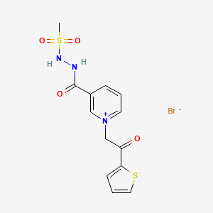 molecular formula C13H14BrN3O4S2 B1241353 Pyridinium, 3-((2-(methylsulfonyl)hydrazino)carbonyl)-1-(2-oxo-2-(2-thienyl)ethyl)-, bromide CAS No. 333797-94-7