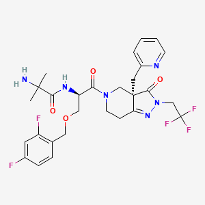 Propanamide, 2-amino-N-((1R)-1-(((2,4-difluorophenyl)methoxy)methyl)-2-((3aR)-2,3,3a,4,6,7-hexahydro-3-oxo-3a-(2-pyridinylmethyl)-2-(2,2,2-trifluoroethyl)-5H-pyrazolo(4,3-C)pyridin-5-yl)-2-oxoethyl)-2-methyl-