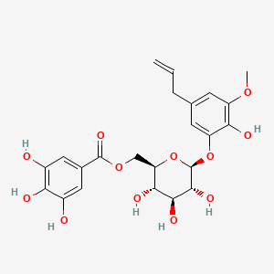 molecular formula C23H26O12 B1241434 [3,4,5-Trihydroxy-6-(2-hydroxy-3-methoxy-5-prop-2-enylphenoxy)oxan-2-yl]methyl 3,4,5-trihydroxybenzoate CAS No. 141913-95-3