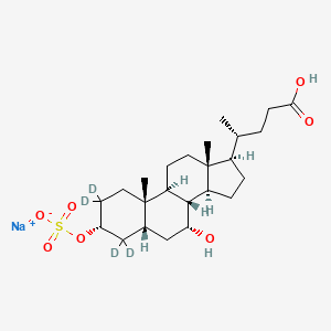 molecular formula C24H39NaO7S B12414570 sodium;[(3R,5R,7R,8R,9S,10S,13R,14S,17R)-17-[(2R)-4-carboxybutan-2-yl]-2,2,4,4-tetradeuterio-7-hydroxy-10,13-dimethyl-3,5,6,7,8,9,11,12,14,15,16,17-dodecahydro-1H-cyclopenta[a]phenanthren-3-yl] sulfate 