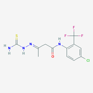 molecular formula C12H12ClF3N4OS B1241516 (3E)-3-(2-carbamothioylhydrazinylidene)-N-[4-chloro-2-(trifluoromethyl)phenyl]butanamide 
