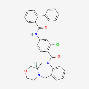 molecular formula C32H28ClN3O3 B1241523 N-[4-[(4aS)-1,2,4,4a,5,11-hexahydro-[1,4]oxazino[3,4-c][1,4]benzodiazepine-6-carbonyl]-3-chlorophenyl]-2-phenylbenzamide 