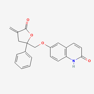 2(1H)-Quinolinone, 6-((tetrahydro-4-methylene-5-oxo-2-phenyl-2-furanyl)methoxy)-