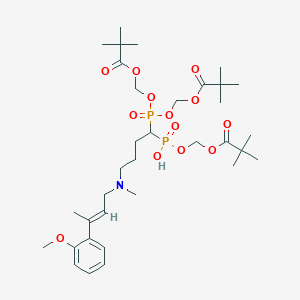 molecular formula C34H57NO13P2 B1241536 [1-[bis(2,2-dimethylpropanoyloxymethoxy)phosphoryl]-4-[[(E)-3-(2-methoxyphenyl)but-2-enyl]-methylamino]butyl]-(2,2-dimethylpropanoyloxymethoxy)phosphinic acid 