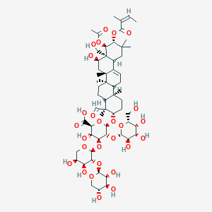 (2S,3S,4S,5R,6R)-6-[[(3S,4S,4aR,6aR,6bS,8R,8aR,9R,10R,12aS,14aR,14bR)-9-acetyloxy-4-formyl-8-hydroxy-8a-(hydroxymethyl)-4,6a,6b,11,11,14b-hexamethyl-10-[(Z)-2-methylbut-2-enoyl]oxy-1,2,3,4a,5,6,7,8,9,10,12,12a,14,14a-tetradecahydropicen-3-yl]oxy]-4-[(2S,3R,4S,5S)-4,5-dihydroxy-3-[(2S,3R,4S,5R)-3,4,5-trihydroxyoxan-2-yl]oxyoxan-2-yl]oxy-3-hydroxy-5-[(2S,3R,4S,5R,6R)-3,4,5-trihydroxy-6-(hydroxymethyl)oxan-2-yl]oxyoxane-2-carboxylic acid