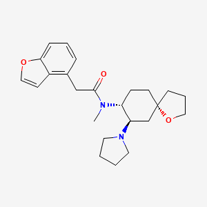 molecular formula C24H32N2O3 B1241541 2-(1-benzofuran-4-yl)-N-methyl-N-[(5R,7R,8R)-7-pyrrolidin-1-yl-1-oxaspiro[4.5]decan-8-yl]acetamide 