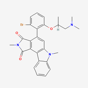 molecular formula C27H26BrN3O3 B1241542 Pyrrolo(3,4-C)carbazole-1,3(2H,6H)-dione, 4-(2-bromo-6-(2-(dimethylamino)-1-methylethoxy)phenyl)-2,6-dimethyl- CAS No. 291312-23-7