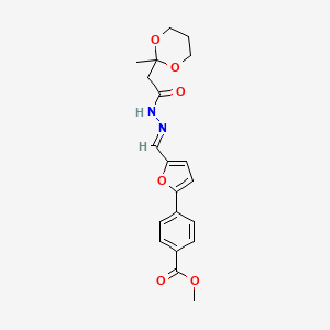 molecular formula C20H22N2O6 B1241551 methyl 4-[5-[(E)-[[2-(2-methyl-1,3-dioxan-2-yl)acetyl]hydrazinylidene]methyl]furan-2-yl]benzoate 