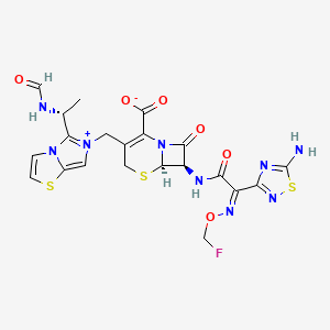 (6R,7R)-7-[[(2Z)-2-(5-amino-1,2,4-thiadiazol-3-yl)-2-(fluoromethoxyimino)acetyl]amino]-3-[[5-[(1R)-1-formamidoethyl]imidazo[5,1-b][1,3]thiazol-6-ium-6-yl]methyl]-8-oxo-5-thia-1-azabicyclo[4.2.0]oct-2-ene-2-carboxylate