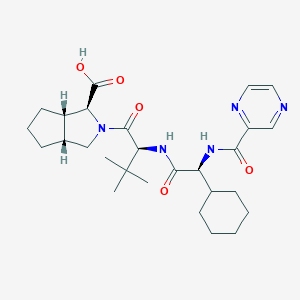 molecular formula C27H39N5O5 B124157 (1S,3AR,6AS)-2-((S)-2-((S)-2-Cyclohexyl-2-(pyrazine-2-carboxamido)acetamido)-3,3-dimethylbutanoyl)octahydrocyclopenta[C]pyrrole-1-carboxylic acid CAS No. 402958-98-9