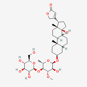 molecular formula C36H56O13 B12415993 3-[(3S,5R,8R,9S,10S,13R,14S,17S)-14-hydroxy-3-[(2R,3S,4S,5S,6S)-3-hydroxy-4-methoxy-6-methyl-5-[(2S,3R,4S,5S,6R)-3,4,5-trihydroxy-6-(hydroxymethyl)oxan-2-yl]oxyoxan-2-yl]oxy-10,13-dimethyl-1,2,3,4,5,6,7,8,9,11,12,15,16,17-tetradecahydrocyclopenta[a]phenanthren-17-yl]-2H-furan-5-one 