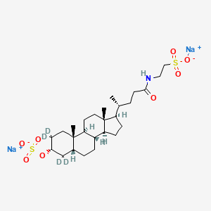 molecular formula C26H43NNa2O8S2 B12416100 disodium;2-[[(4R)-4-[(3R,5R,8R,9S,10S,13R,14S,17R)-2,2,4,4-tetradeuterio-10,13-dimethyl-3-sulfonatooxy-3,5,6,7,8,9,11,12,14,15,16,17-dodecahydro-1H-cyclopenta[a]phenanthren-17-yl]pentanoyl]amino]ethanesulfonate 