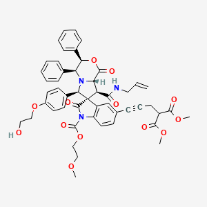 dimethyl 2-[3-[(3R,4S,6R,7R,8S,8aS)-6-[4-(2-hydroxyethoxy)phenyl]-1'-(2-methoxyethoxycarbonyl)-1,2'-dioxo-3,4-diphenyl-8-(prop-2-enylcarbamoyl)spiro[4,6,8,8a-tetrahydro-3H-pyrrolo[2,1-c][1,4]oxazine-7,3'-indole]-5'-yl]prop-2-ynyl]propanedioate