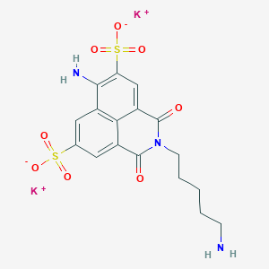 molecular formula C17H17K2N3O8S2 B124164 Dipotassium;6-amino-2-(5-aminopentyl)-1,3-dioxobenzo[de]isoquinoline-5,8-disulfonate CAS No. 149733-79-9