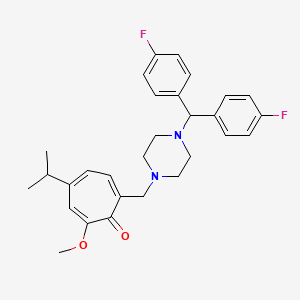 molecular formula C29H32F2N2O2 B1241653 2,4,6-Cycloheptatrien-1-one, 7-[[4-[bis(4-fluorophenyl)methyl]-1-piperazinyl]methyl]-2-methoxy-4-(1-methylethyl)- 