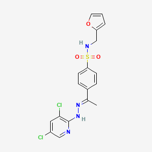 molecular formula C18H16Cl2N4O3S B1241679 4-[(E)-N-[(3,5-dichloropyridin-2-yl)amino]-C-methylcarbonimidoyl]-N-(furan-2-ylmethyl)benzenesulfonamide 