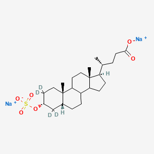molecular formula C24H38Na2O6S B12416918 disodium;(4R)-4-[(3R,5R,10S,13R,17R)-2,2,4,4-tetradeuterio-10,13-dimethyl-3-sulfonatooxy-3,5,6,7,8,9,11,12,14,15,16,17-dodecahydro-1H-cyclopenta[a]phenanthren-17-yl]pentanoate 