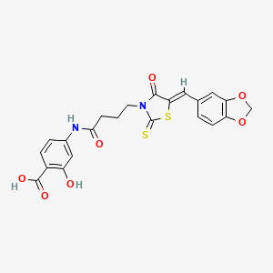 4-[4-[(5Z)-5-(1,3-benzodioxol-5-ylmethylidene)-4-oxo-2-sulfanylidene-1,3-thiazolidin-3-yl]butanoylamino]-2-hydroxybenzoic acid