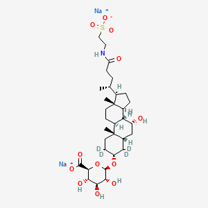 molecular formula C32H51NNa2O12S B12417556 disodium;(2S,3S,4S,5R,6R)-3,4,5-trihydroxy-6-[[(3R,5R,7R,8R,9S,10S,13R,14S,17R)-2,2,4,4-tetradeuterio-7-hydroxy-10,13-dimethyl-17-[(2R)-5-oxo-5-(2-sulfonatoethylamino)pentan-2-yl]-3,5,6,7,8,9,11,12,14,15,16,17-dodecahydro-1H-cyclopenta[a]phenanthren-3-yl]oxy]oxane-2-carboxylate 