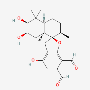 molecular formula C23H30O6 B1241798 (2R,3S,4As,7R,8R,8aS)-2,3,4'-trihydroxy-4,4,7,8a-tetramethylspiro[2,3,4a,5,6,7-hexahydro-1H-naphthalene-8,2'-3H-1-benzofuran]-6',7'-dicarbaldehyde 