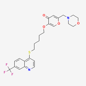 2-(Morpholin-4-ylmethyl)-5-[5-[7-(trifluoromethyl)quinolin-4-yl]sulfanylpentoxy]pyran-4-one