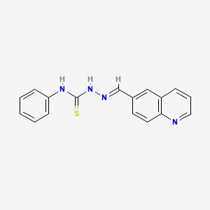 molecular formula C17H14N4S B1241812 1-phenyl-3-[(E)-quinolin-6-ylmethylideneamino]thiourea 